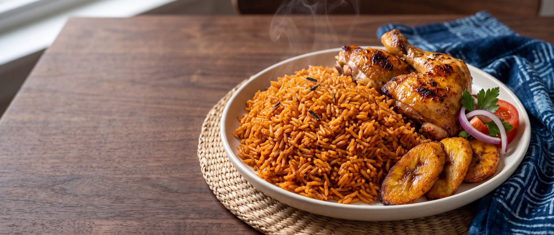 Jollof rice, grilled chicken, and plantain from an ETNOWE merchant